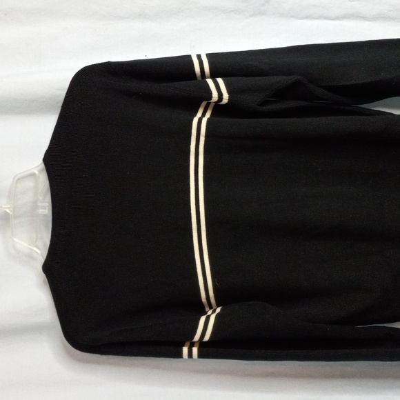 Banana Republic M V-Neck Sweater Black White Long Sleeeve Knit - Picture 6 of 9